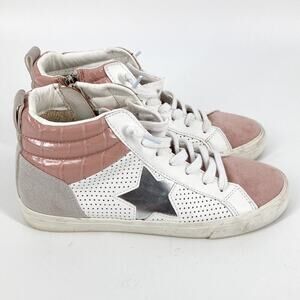 Vintage Havana Womens White Pink Lace Ups High Tops Sneakers Size 8